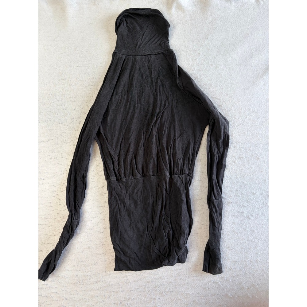 Diesel Turtleneck Top Womens XXS Black Long Sleeve Lyocell Ruched